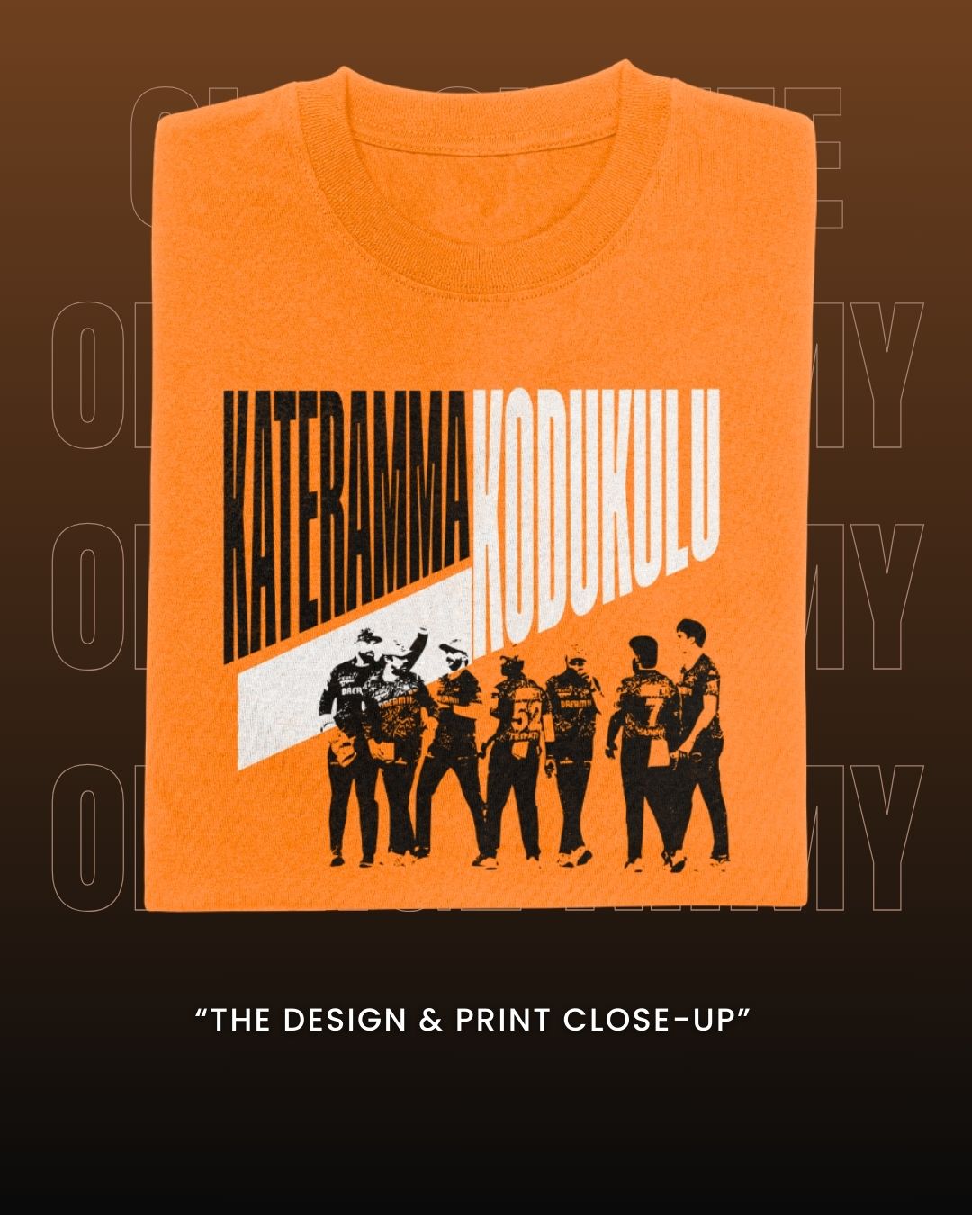 Trippy "kateramma Kodukulu" orange army tee