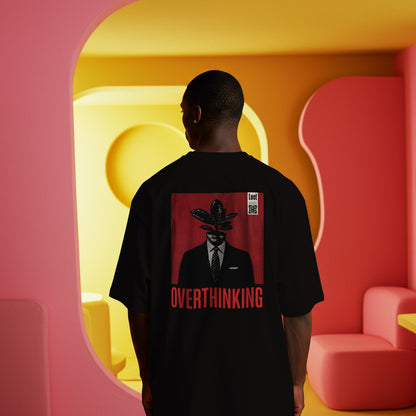 Overthinking – Unisex Black Oversized Tee for the Restless Mind