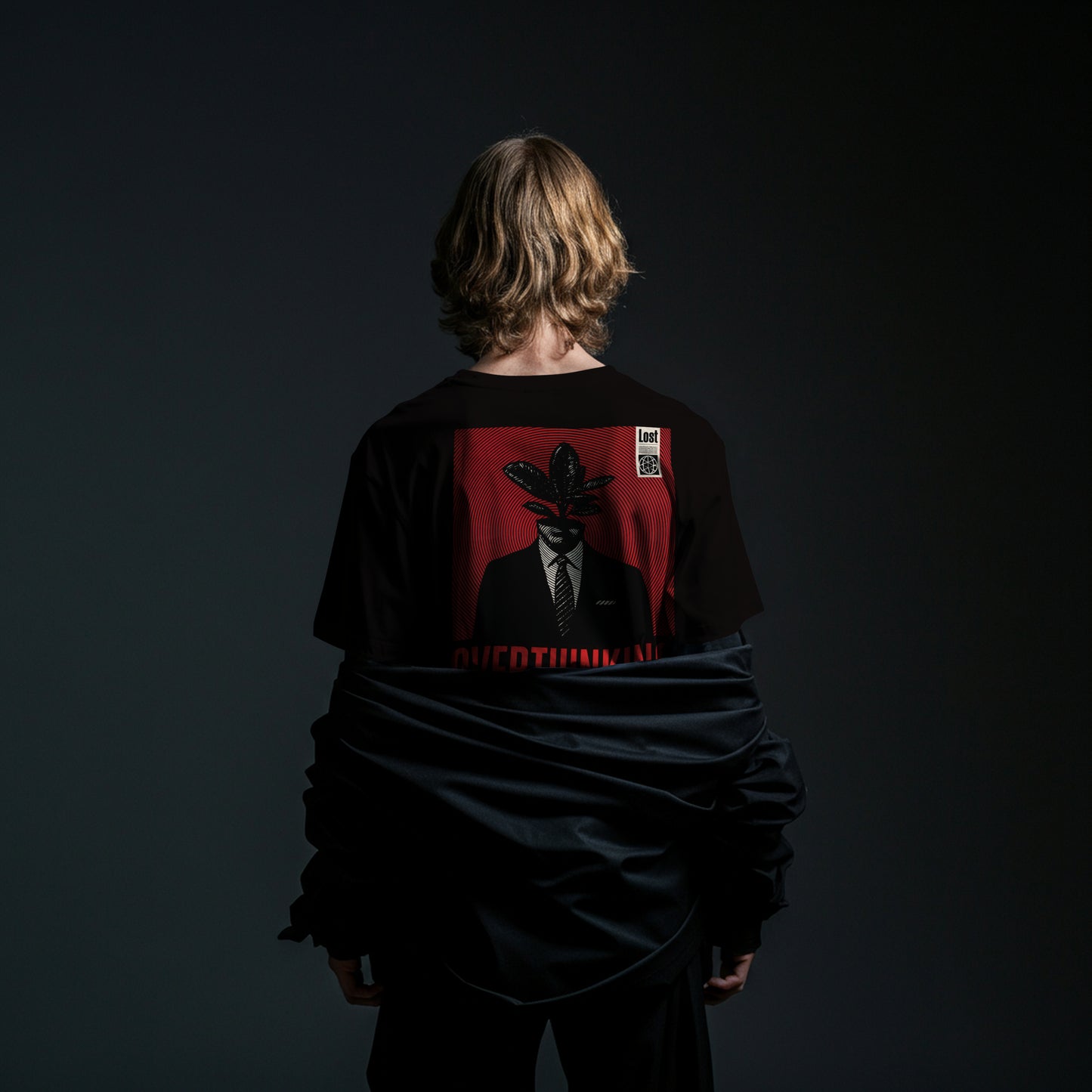 Overthinking – Unisex Black Oversized Tee for the Restless Mind