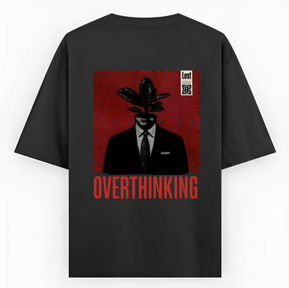 Overthinking – Unisex Black Oversized Tee for the Restless Mind