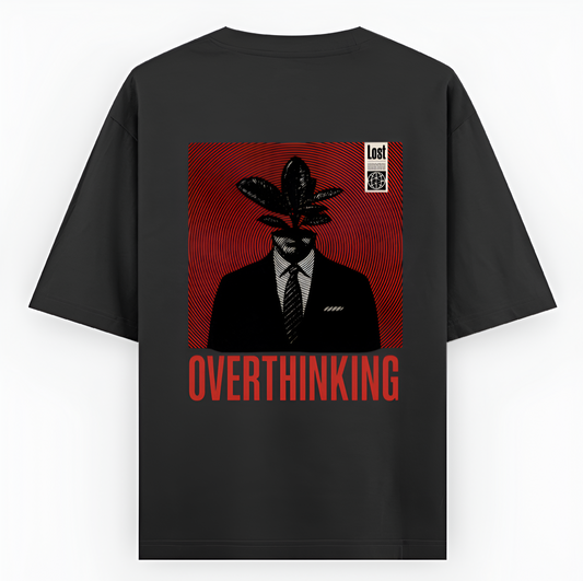 Overthinking – Unisex Black Oversized Tee for the Restless Mind